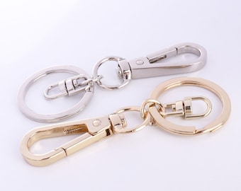 keychain with clip, Snap Hook Key Rings, Purse hook Split rings, Keychain DIY Supplies Key Chain Hardware 4pcs