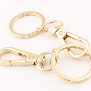Keychain With Clip Gold Key Chain Supplies Swivel Clasp Snap Clip Hook Split Rings swivel clasp with key ring 6pcs