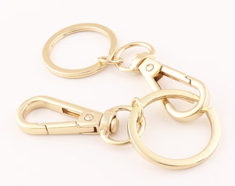 Keychain Mit Clip Gold Schlüsselanhänger Zubehör Drehverschluss Karabinerhaken Spaltringe Drehverschluss mit Schlüsselring 6St