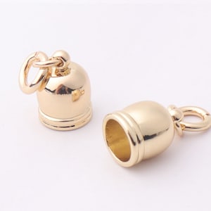6pcs 7mm(inner) Gold Cord End Cap With Connect Rings High Quality Cord ...