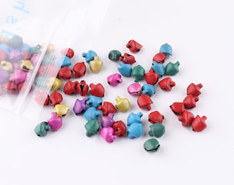 Jingle Bells christmas bells sound bells bells Charm Beads  assorted Colours decorative bell bulk jingle bells jewelry finding 50pcs