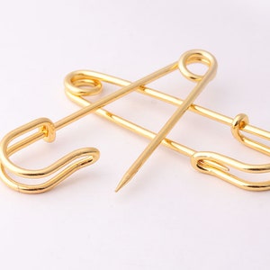 10pcs Gold Safety Pins 63mm*18mm Larger Safety Pins Kilt Pins Broochs metal safety pins Bar Pins