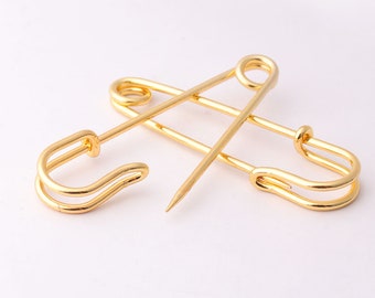 10pcs oro pines de seguridad 63mm * 18mm más grandes pines de seguridad Kilt Pines broches de seguridad de metal pines de la barra de los pasadores de la barra