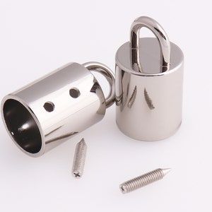 Tassel Caps End Caps Barrel Tube Tassel End Cap Tip Top with Loop Leather Cord Silver 15mm inner 10pcs