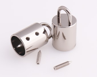 Tassel Caps End Caps Barrel Tube Tassel End Cap Tip Top with Loop Leather Cord Silver 15mm inner 10pcs
