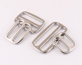 Slider Buckles Rectangle Buckle Silver Triglide Adjustable Buckle for Webbing Straps Bags Accessories Pet Collars Optional size 6pcs