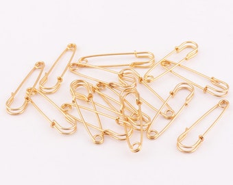 30pcs Gold Safety Pins 38mm Safety Pin Brooch kilt pins gold pin sewing supplies