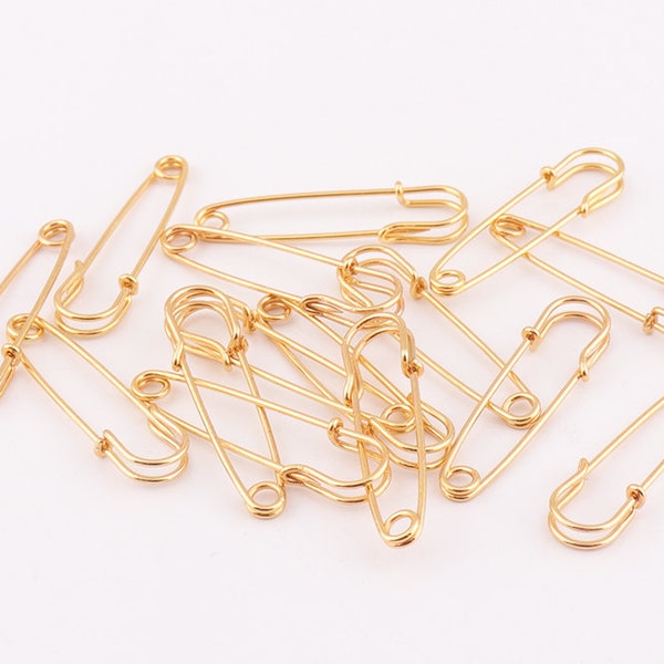 30pcs Gold Safety Pins 38mm Safety Pin Brooch kilt pins gold pin sewing supplies