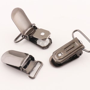 Suspender clips gunmetal Pacifier Clips KAM Clips Bib Clips paci holder clips  15mm/25mm inner strap holder