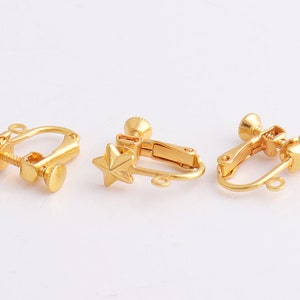6pairs Clip on earring converter Gold clip on earring backs Earring Clips Star earrings Clip On Ear earring clip adaptor adapter earring