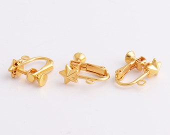 6pairs Clip on earring converter Gold clip on earring backs Earring Clips Star earrings Clip On Ear earring clip adaptor adapter earring