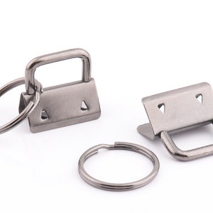 1&quot;inch(25mm) Gunmetal Key Fob Hardware with keyrings Key Chain key rings Ribbon Key Fobs Fabric Keyfob For Keychains Wristlets