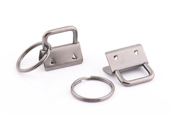 5 - 1.25 Inch Key Fob Hardware w/ Key Rings - Gunmetal for Making