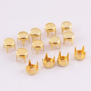 Gold Prong Ohrstecker flache Nailhead Ohrstecker 5mm Nailheads Spots Runde Nieten Studs Metall Ohrstecker Nailheads Spikes 100/500pcs