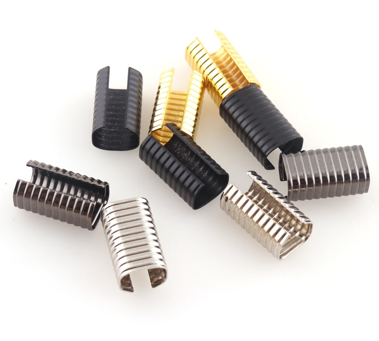 Black Crimp Cord End Caps without loop 20mm12mm Ribbon Crimp Etsy