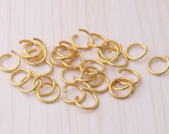 100pcs 8mm Gold Open Jump Rings Split ring Split Open jump rings jumpring Brass Jump Rings Connector Jewelry Making Supplies