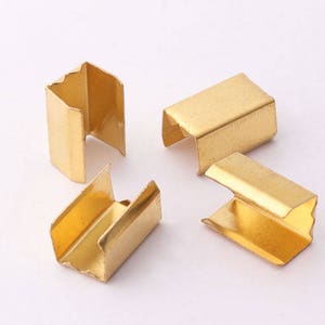 30pcs Gold Ribbon End Clamps 11mm*6mm Ribbon Crimp Cord End Cord Crimp End Crimp Fasteners Ribbon End Cap Jewelry findings