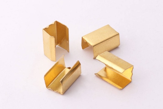 30pcs Gold Ribbon End Clamps 11mm*6mm Ribbon Crimp Cord End Cord Crimp End Crimp Fasteners Ribbon End Cap Jewelry findings