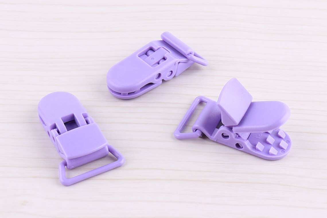 12pcs Plastic Pacifier Clips Purple Suspender Clips Plastic Etsy