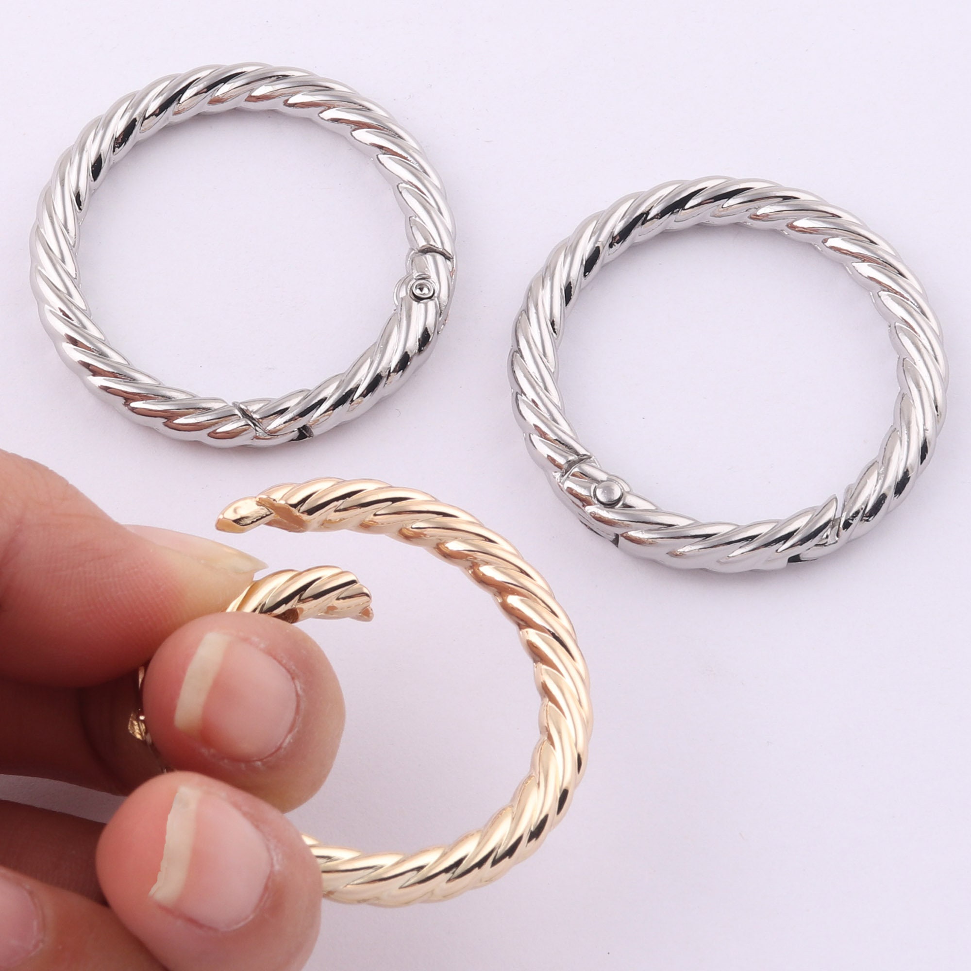 Silver Spring Gate Ring 30mm Round Gate Ring Spring Ring Clasp Push ...