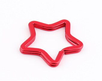high quality Split Keyrings star keyrings vacuum plating Split Key ring Charm Keyrings Key fob keyring split ring Keyring keychain findings