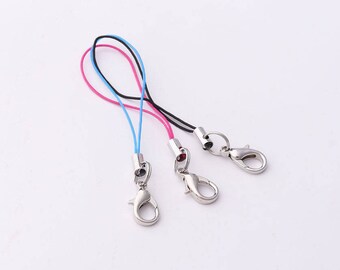 50pcs Cell Phone Cords Lanyard Strap Mobile Lariat Strap Cord Lobster clasp Key Ring Chain Jewelry Making