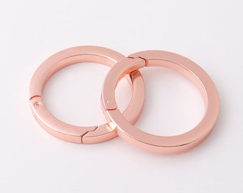 Rose gold Spring gate ring 35mm(od) o-rings round gate ring spring ring clasp push gate o ring Push Snap Hooks