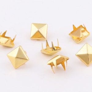 Gold Rivets 10mm Rivets Gold Pyramid Studs Nailhead studs Metal Studs Nailheads Spots Punk Rock Nailheads Spikes Rivets