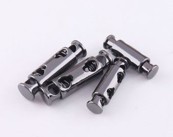 Cord Stopper Cord Locks Barrel Cylinder Stopper Double Hole Toggle Double Spring Rope Clasp 25/31mm Gunmetal 4pcs