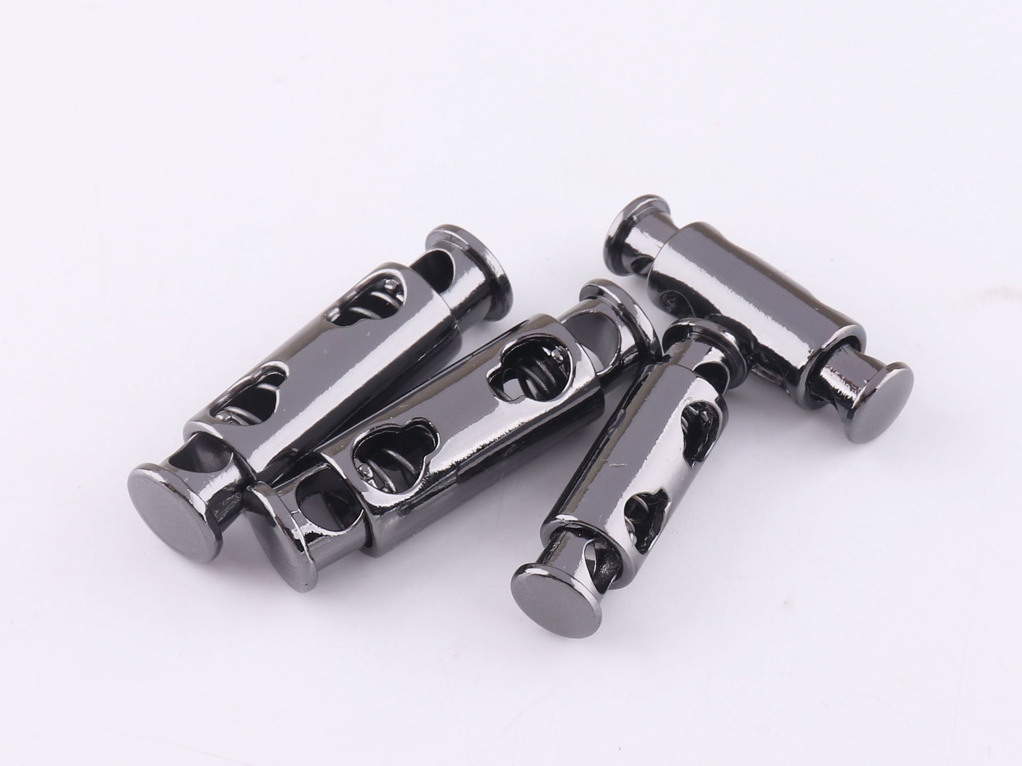 50Pcs Double Hole Rope Cord Locks End Barrel Plated Alloy Spring Toggle Stopper 50Pcs Double Hole Rope Cord Locks End Barrel Plated Alloy Spring Toggle Stopper