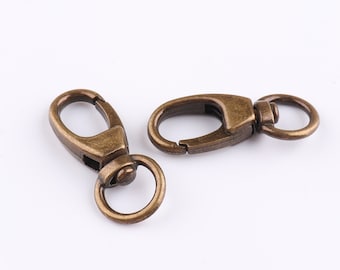Antique brass swivel clasp with snap hook purse clasp trigger snap hooks push gate bronze handbag hook 20pcs