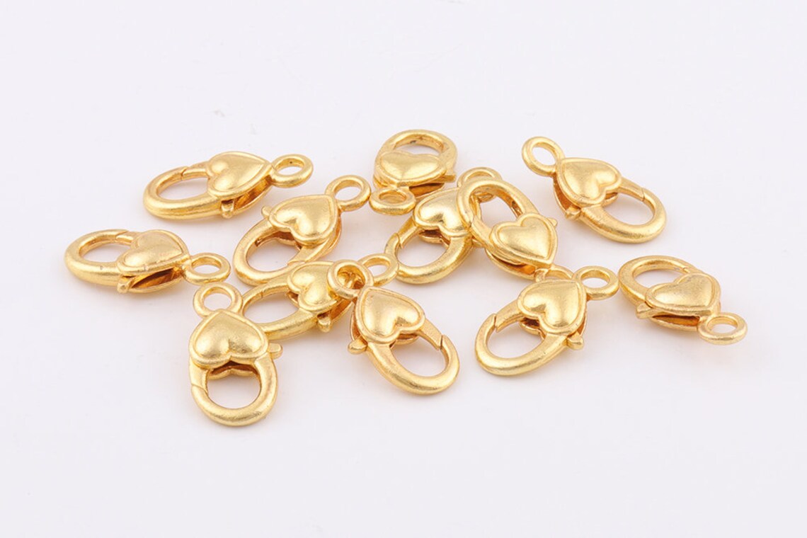 10pcs Gold Lobster Clasp Charms Heart Lobster Clasps Jewelry Etsy