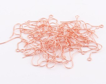 50pcs Earring Wires Rose gold ear wires ear hooks french hook wires DIY jewelry making Earring findings