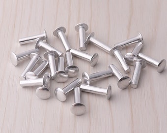 30pcs repaches rápidos 5.5mm * 17mm 6mm * 13mm plata remaches rápidos studs single cap remaches remaches sólidos remaches tubulares para Leathercraft