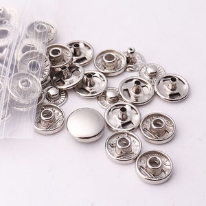 10mm 12.5mm 15mm Silver Snap Buttons Snap Fasteners Press Stud Leather Craft Closure Fasteners for purse bag clothing