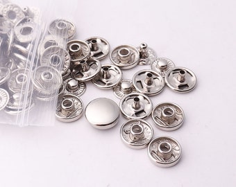 10mm 12,5 mm 15mm argent pression boutons pression attaches presse Stud artisanat fermeture attaches en cuir pour sac à main sac de vêtements