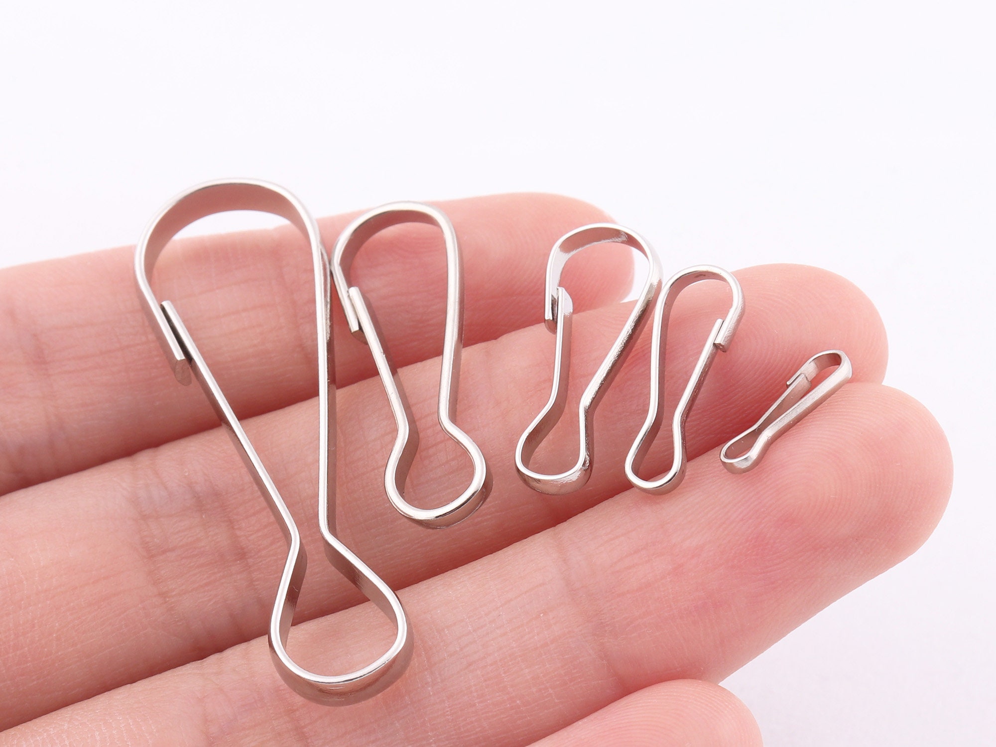 10 Small Metal Spring Clips Free Shipping 1 1/4 Inch J Hook Clasp DIY Face  Mask Lanyard for Beading or Paracord Zipper Pulls 
