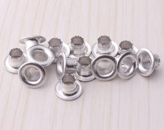 100pcs Silver Eyelets Grommets 9*4*5mm(OD * ID * Height) Grommet Eyelet for Leathercraft Shoes Canvas Clothes Decorations