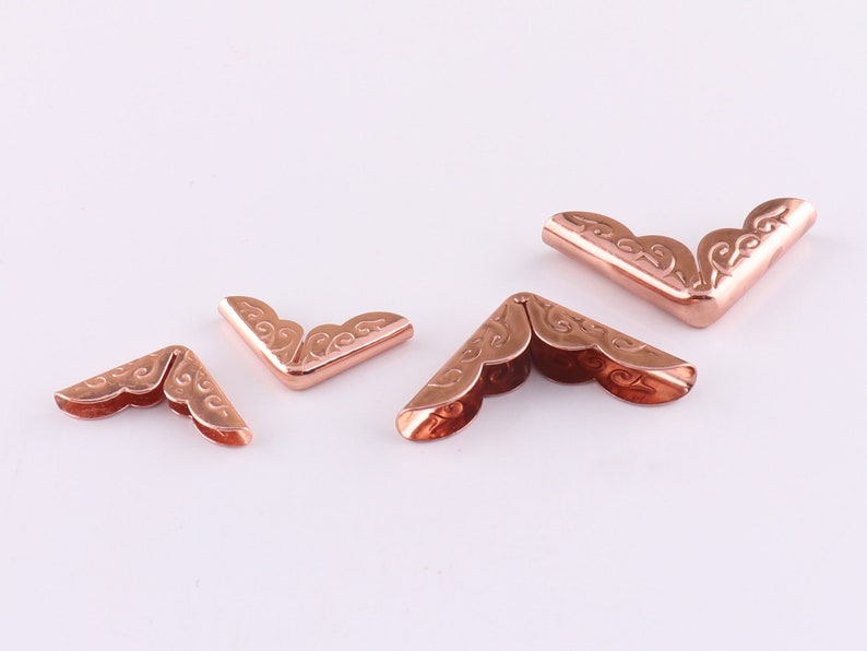 Corner Protector Corner Bracket Embossed Rose Gold Corner Tips Book Protect Corners Photo Frame Corners with Decorative Pattern 14/21mm 画像 2