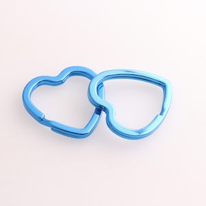 Heart Split Keyrings Blue Keychain Love Split Key Ring Charm Keyrings Key fob Split ring Keyring findings
