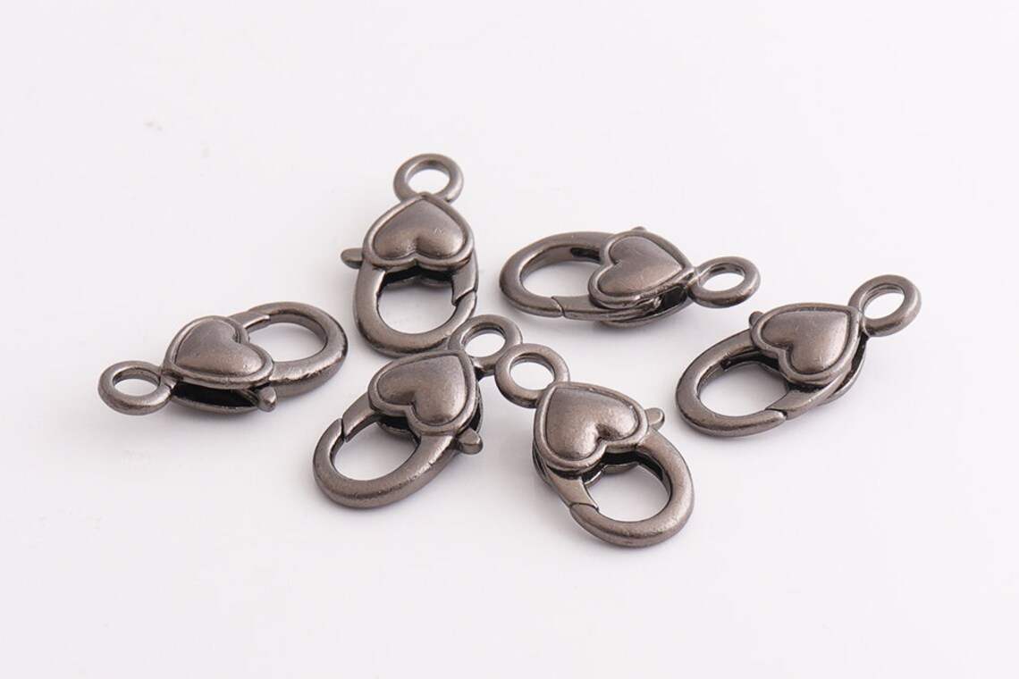 10pcs Gunmetal Lobster Clasp Charms Heart Lobster Clasps Etsy