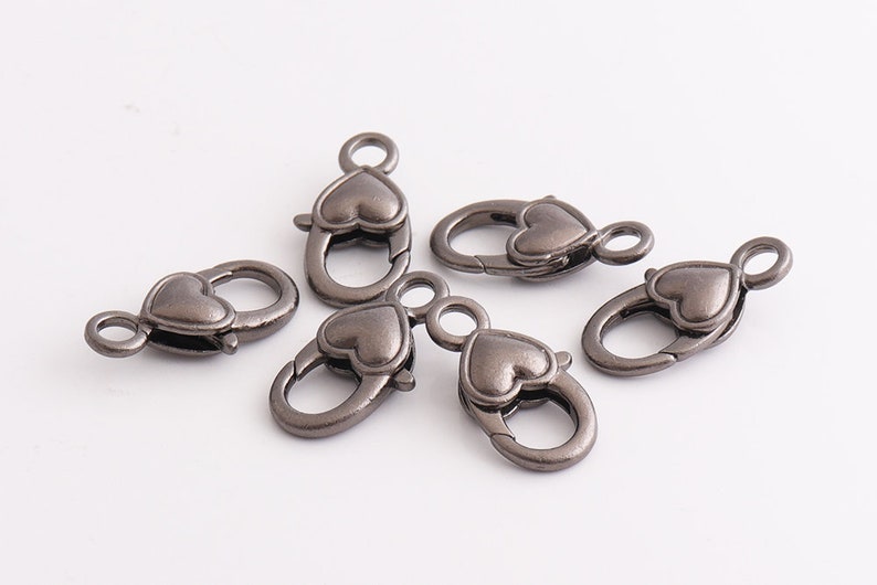 10pcs Gunmetal Lobster Clasp Charms Heart Lobster Clasps Etsy