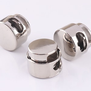 Silver Cord Locks Single Holes Spring Para Cord Lock Round Cord Stopper Toggles Parachute 8.5mm 10pcs