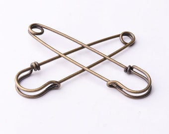 10pcs Bronze Safety Pins 70mm*15mm Kilt Pins Broochs Larger Safety Pins Brooch Pin metal safety pins Bar Pins