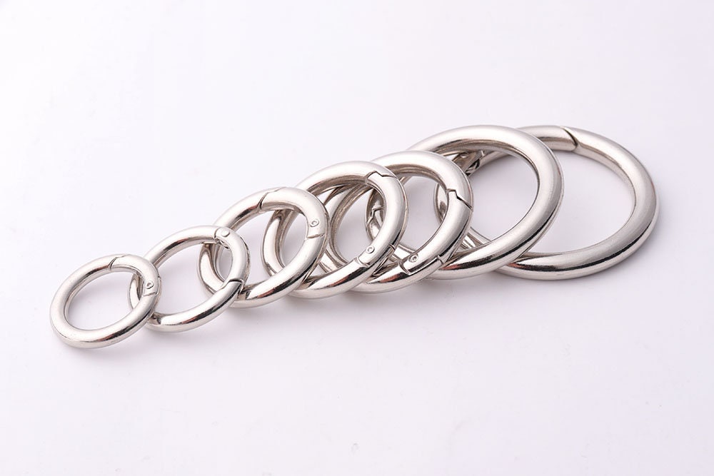 6pcs Spring Gate Ring Silver O-rings Round Gate Ring Spring Ring Clasp ...