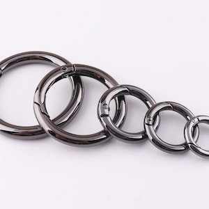 O-rings Spring Gate Ring Gunmetal  Round Gate Ring Spring Ring Clasp Push Gate Push Snap Hooks 20mm 25mm 28mm 42mm 49mm 6pcs