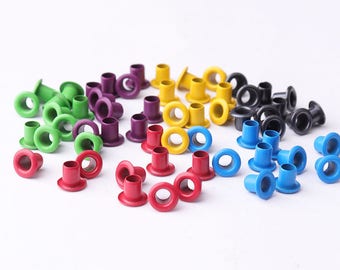 200pcs 5 * 2 * 4 mm (OD * ID * altura) ojales coloridos ojales agujero redondo ojales pequeños ojales pequeños ojales de latón Grommets ojales ojales