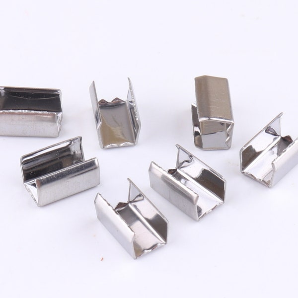 Silber Band Ende Klammern kleine Crimp Schnur Seil Clips Ende Schnur Crimp End Crimp Fasteners Band End Cap Schmuck Erkenntnisse 11mm * 6mm 50pcs