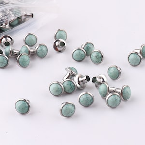 Decorative rivet Round rivet 7mm Rapid Rivet Studs Turquoise Punk Studs Repair Setting Leather Craft Supplies 30pcs