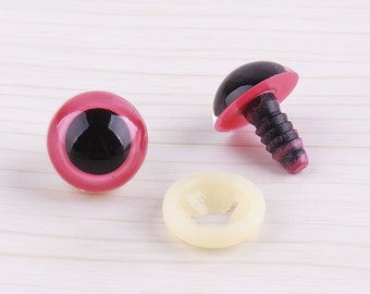5 par 15 mm rosa amigurumiögon Plastögon Djurögon Runda säkerhetsögon leksaksögon Virkade dockögon med brickor
